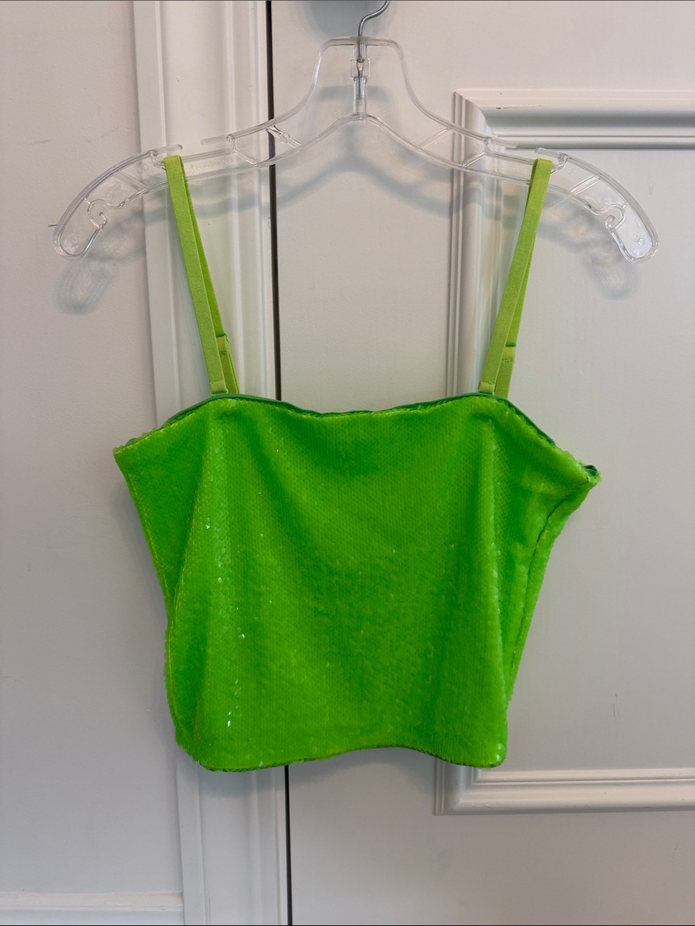 Essential Antwerp Lime Green Sequin Crop Cami Top - Women's